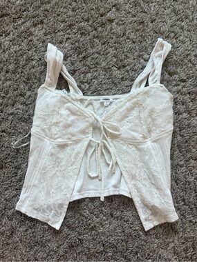 Garage Lace Tie-Front Ribbed Cami